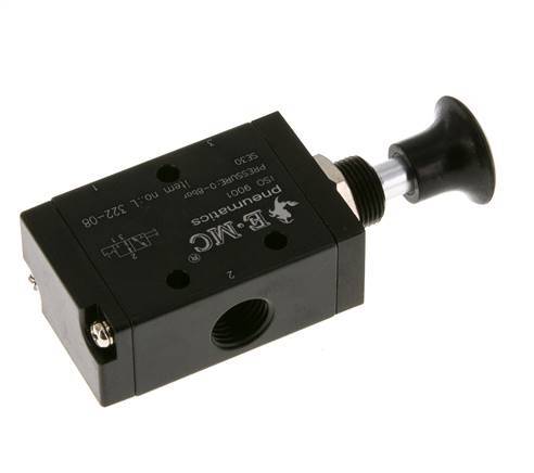 3/2 G1/4'' Válvula de palanca manual Axial Detent 0-8bar/0-112psi E.MC