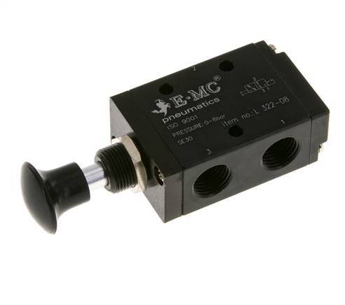 3/2 G1/4'' Válvula de palanca manual Axial Detent 0-8bar/0-112psi E.MC