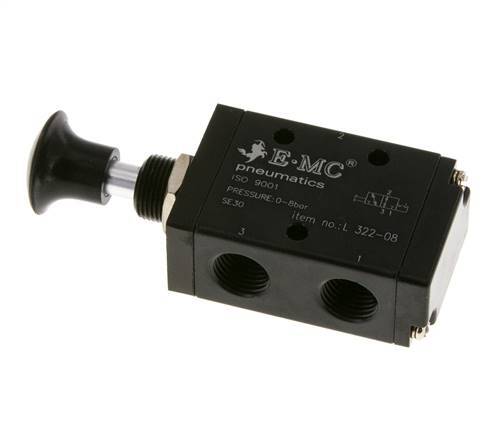 3/2 G1/4'' Válvula de palanca manual Axial Detent 0-8bar/0-112psi E.MC