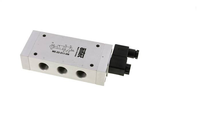 5/2 G1/2'' (G1/8'') Válvula Solenoide Piloto Externo 24V DC 0-10bar/0-140psi Airtec
