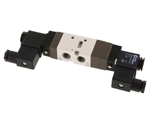 5/3 G1/4'' (G1/8'') Válvula solenoide de centro de presión 12V DC 2-10bar/28-140psi YPC