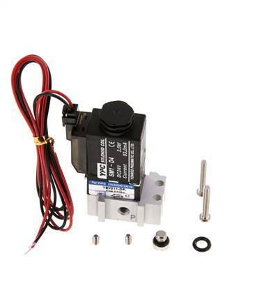 3/2 M5 NC Electroválvula 24V DC 0-8bar/0-112psi Conector de 2 polos YPC