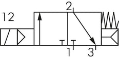electroválvula 3/2 G1/2'' NC 12V DC 1.5-8bar/21.0-112psi E.MC