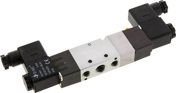5/3 G1/4'' (G1/8'') Válvula solenoide de centro de presión 24V DC 1.5-8bar/21.0-112psi E.MC