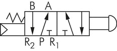 válvula de botón de palma 5/2 G1/4'' (G1/8'') Negra 0-8bar/0-112psi YPC