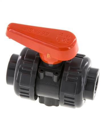 Válvula de Bola de PVC de 2 Vías Doble Unión 16 mm Toma FKM