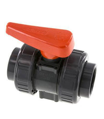 Válvula de bola de PVC de 2 vías Doble Unión 40 mm Toma EPDM