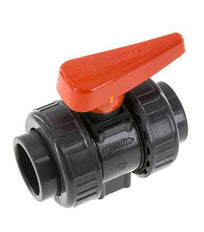 Válvula de bola de PVC de 2 vías Doble Unión 40 mm Toma EPDM