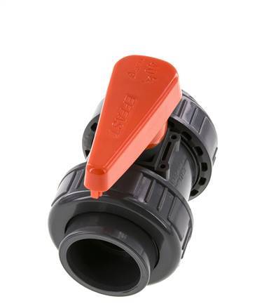 Válvula de bola de PVC de 2 vías Doble Unión 40 mm Toma EPDM