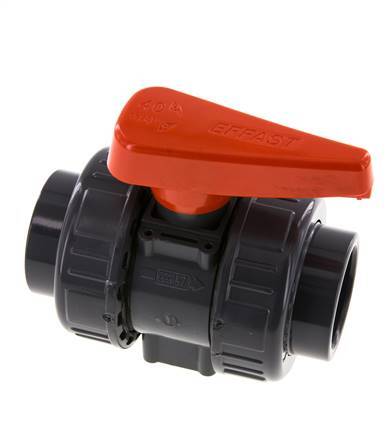 Válvula de Bola de PVC de 2 Vías Doble Unión 40 mm Toma FKM
