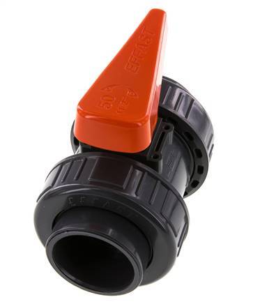 Válvula de bola de PVC de 2 vías Doble Unión 50 mm Toma EPDM