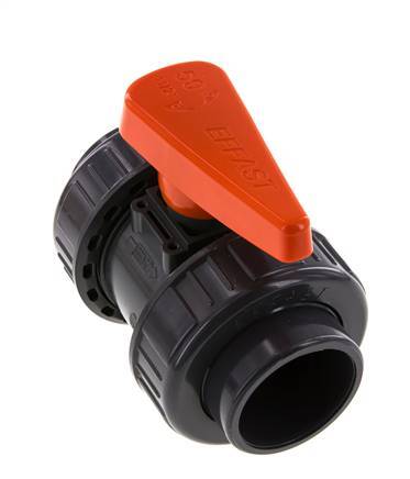 Válvula de bola de PVC de 2 vías Doble Unión 50 mm Toma EPDM