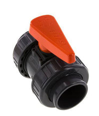 Válvula de bola de PVC de 2 vías Doble Unión 50 mm Toma EPDM