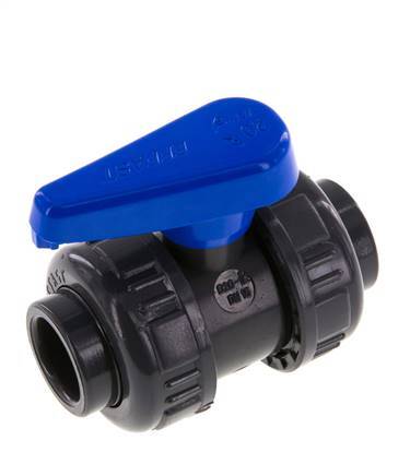 Válvula de bola de PVC de 2 vías Doble Unión 20 mm Toma EPDM