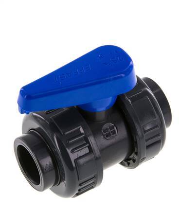 Válvula de Bola de PVC de 2 Vías Doble Unión 25 mm Toma EPDM