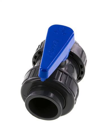 Válvula de bola de PVC de 2 vías Doble Unión 40 mm Toma EPDM