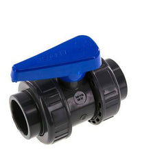 Válvula de bola de PVC de 2 vías Doble Unión 40 mm Toma EPDM