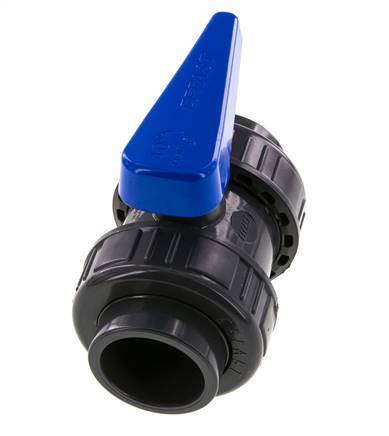 Válvula de bola de PVC de 2 vías Doble Unión 40 mm Toma EPDM