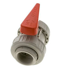 Válvula de bola de 2 vías PP-H Doble Unión Rp 1 1/2'' FKM