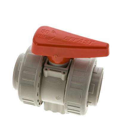 Válvula de bola de 2 vías PP-H Doble Unión Rp 1 1/2'' FKM
