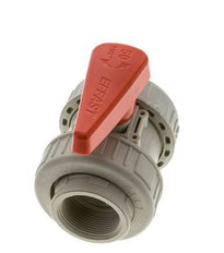 Válvula de bola de 2 vías PP-H Doble Unión Rp 1 1/2'' FKM