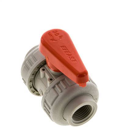 Válvula de bola de 2 vías PP-H Doble Unión Rp 1/2'' FKM