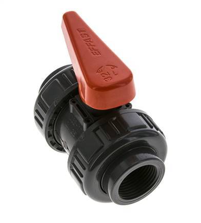 Válvula de bola de PVC de 2 vías Doble Unión Rp 1'' EPDM