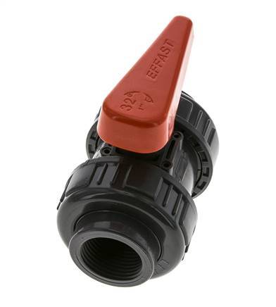 Válvula de bola de PVC de 2 vías Doble Unión Rp 1'' EPDM