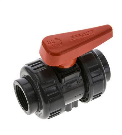 Válvula de bola de PVC de 2 vías Doble Unión Rp 1'' EPDM