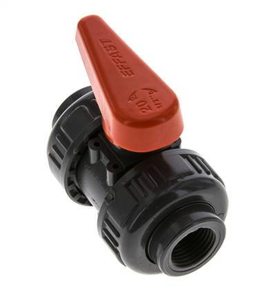 Válvula de bola de PVC de 2 vías Doble Unión Rp 1/2'' EPDM
