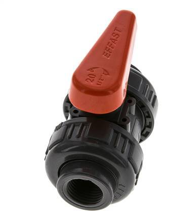 Válvula de bola de PVC de 2 vías Doble Unión Rp 1/2'' EPDM