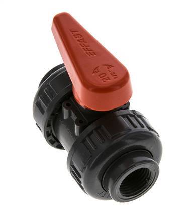 Válvula de Bola de PVC de 2 Vías Doble Unión Rp 1/2'' FKM