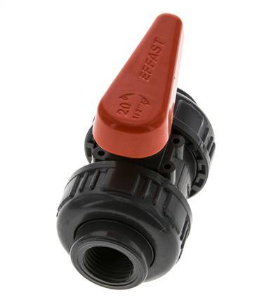 Válvula de Bola de PVC de 2 Vías Doble Unión Rp 1/2'' FKM