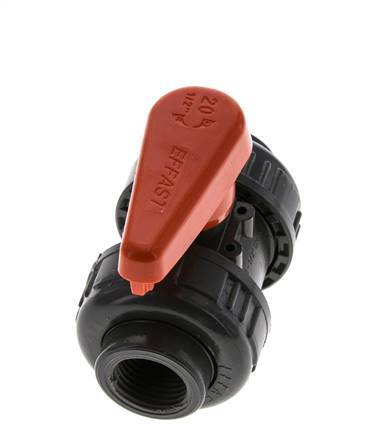 Válvula de Bola de PVC de 2 Vías Doble Unión Rp 1/2'' FKM