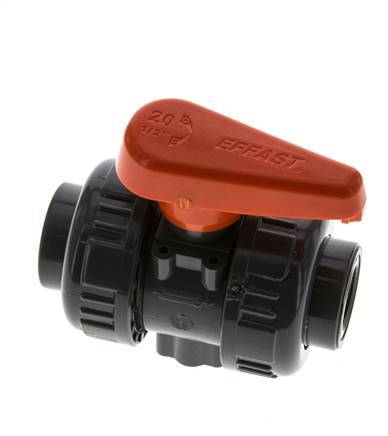Válvula de bola de PVC de 2 vías Doble Unión Rp 3/8'' EPDM