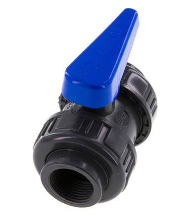 Válvula de bola de PVC de 2 vías Doble Unión Rp 1'' EPDM