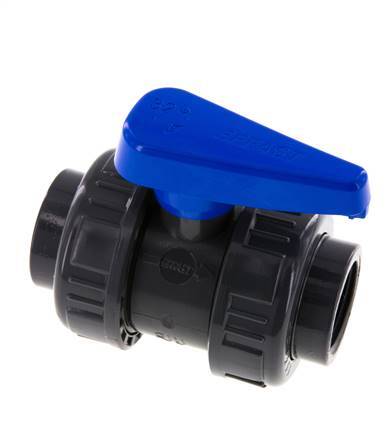 Válvula de bola de PVC de 2 vías Doble Unión Rp 1'' EPDM