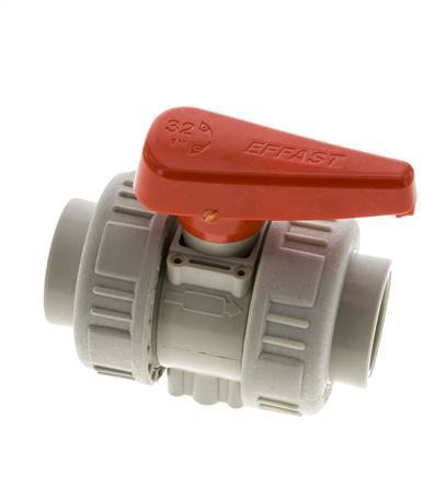 Válvula de Bola de 2 Vías PP-H Doble Unión 32 mm EPDM