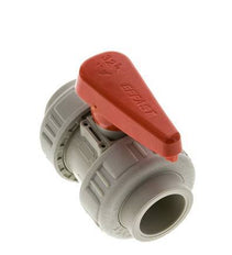 Válvula de Bola de 2 Vías PP-H Doble Unión 32 mm EPDM