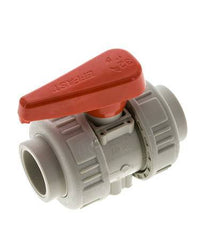 Válvula de Bola de 2 Vías PP-H Doble Unión 32 mm EPDM