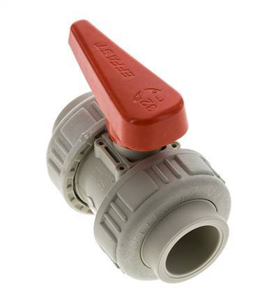 Válvula de Bola de 2 Vías PP-H Doble Unión 32 mm EPDM