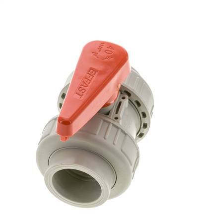 Válvula de bola de 2 vías PP-H Doble Unión 40 mm FKM
