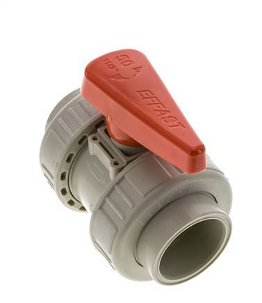 Válvula de bola de 2 vías PP-H Doble Unión 50 mm EPDM