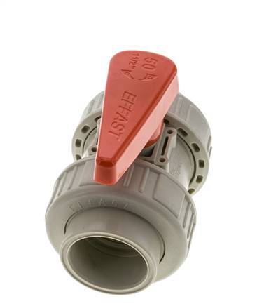Válvula de bola de 2 vías PP-H Doble Unión 50 mm EPDM