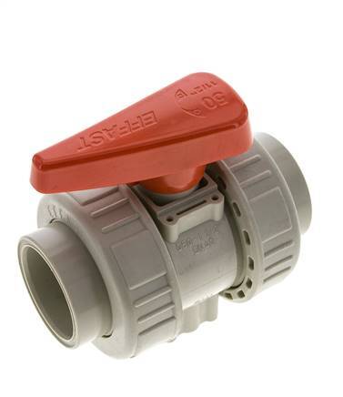 Válvula de bola de 2 vías PP-H Doble Unión 50 mm EPDM
