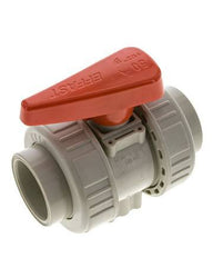 Válvula de bola de 2 vías PP-H Doble Unión 50 mm EPDM