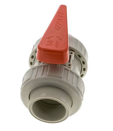 Válvula de bola de 2 vías PP-H Doble Unión 50 mm EPDM