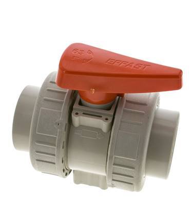 Válvula de Bola PP-H de 2 Vías Doble Unión 63 mm EPDM