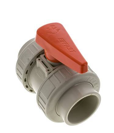 Válvula de Bola PP-H de 2 Vías Doble Unión 63 mm EPDM