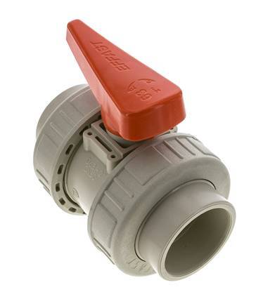 Válvula de Bola PP-H de 2 Vías Doble Unión 63 mm EPDM